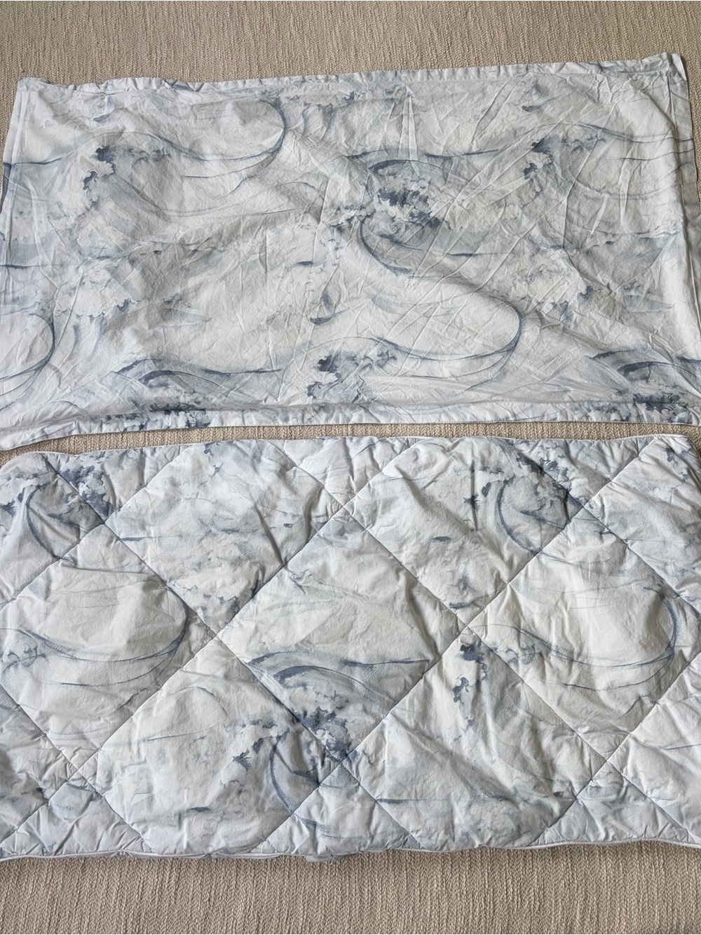 Pottery Barn Stinson Wave Percale 100% Cotton King Pillowcase Shams Set of 2